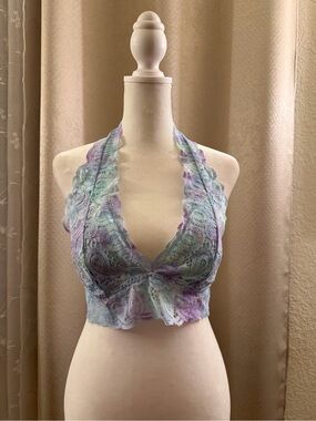 PINK Victoria’s Secret Lace Halter Bralette in Pastel Tie-Dye